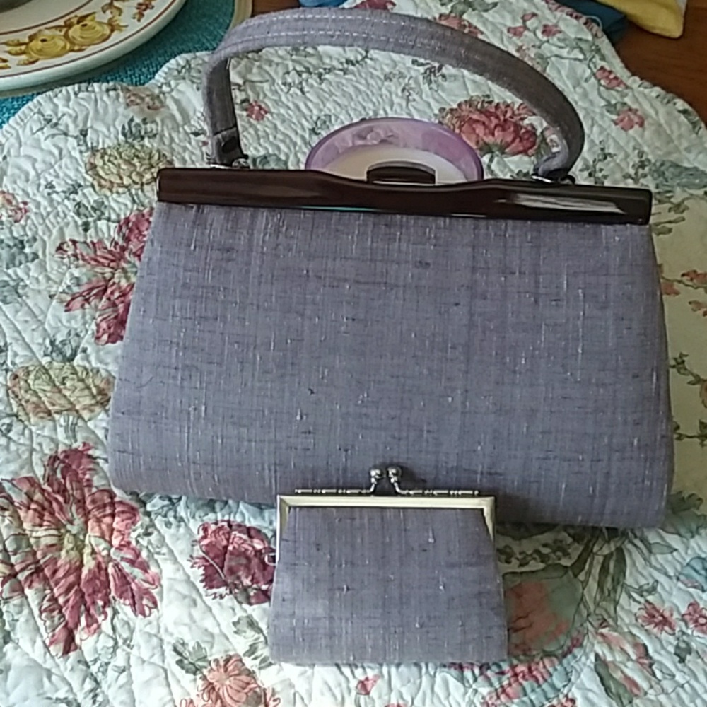 Vintage silk Dupioni 2 piece purse set